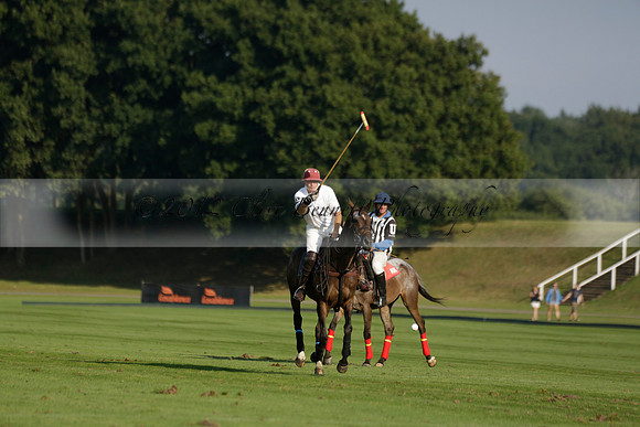 Pluma Negra (white) v Shoreline (black) in the Brecknock Cup Subsidiary final polo match played on Sunday 25 August 2013 at Cowdray Park Polo Club on Ambersham 1. 2013.10.12 www.polopictures.co.uk