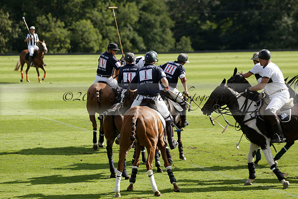 Pandas (white) v Home Farm (navy) in a Park House West Sussex Cup Polo match on Brooksfield at Cowdray Park Polo Club on Friday 30 August 2013. 2013.08.30 www.polopictures.co.uk
