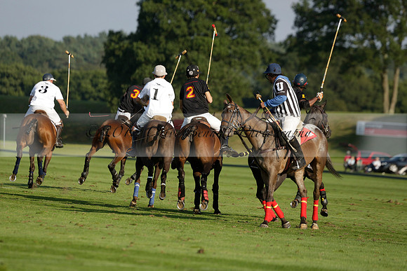 Pluma Negra (white) v Shoreline (black) in the Brecknock Cup Subsidiary final polo match played on Sunday 25 August 2013 at Cowdray Park Polo Club on Ambersham 1. 2013.10.12 www.polopictures.co.uk