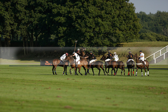 Pluma Negra (white) v Shoreline (black) in the Brecknock Cup Subsidiary final polo match played on Sunday 25 August 2013 at Cowdray Park Polo Club on Ambersham 1. 2013.10.12 www.polopictures.co.uk