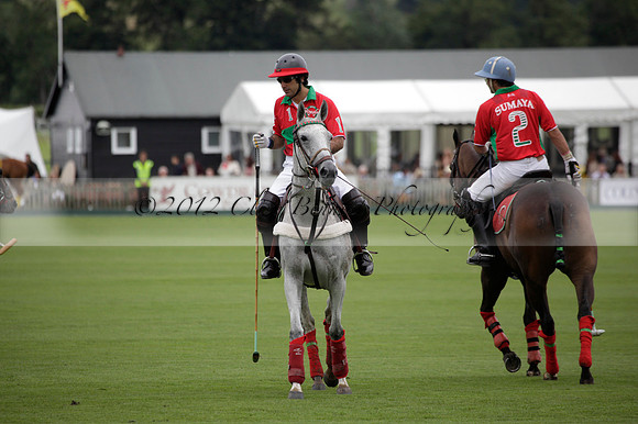 Sumaya v Cortium in a Veuve Clicquot Gold Cup semi-final polo match played on Thursday 12 July 2012 at Cowdray Park Polo Club on Ambersham 1