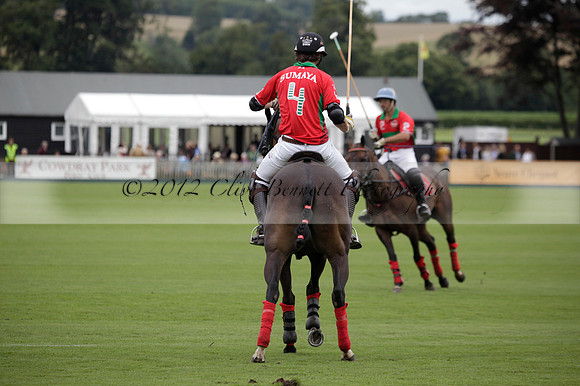 Sumaya v Cortium in a Veuve Clicquot Gold Cup semi-final polo match played on Thursday 12 July 2012 at Cowdray Park Polo Club on Ambersham 1