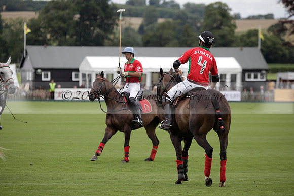 Sumaya v Cortium in a Veuve Clicquot Gold Cup semi-final polo match played on Thursday 12 July 2012 at Cowdray Park Polo Club on Ambersham 1