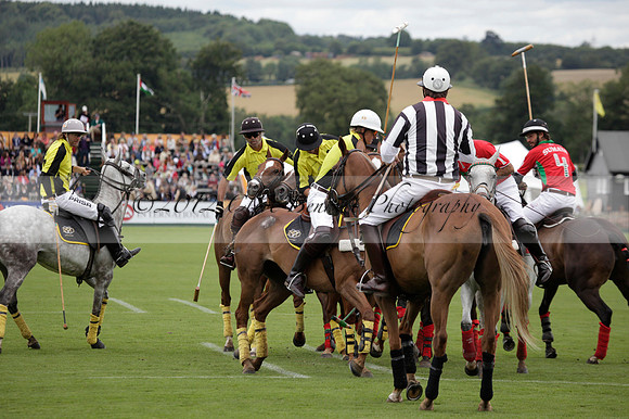 Sumaya v Cortium in a Veuve Clicquot Gold Cup semi-final polo match played on Thursday 12 July 2012 at Cowdray Park Polo Club on Ambersham 1