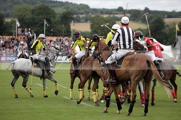 Sumaya v Cortium in a Veuve Clicquot Gold Cup semi-final polo match played on Thursday 12 July 2012 at Cowdray Park Polo Club on Ambersham 1