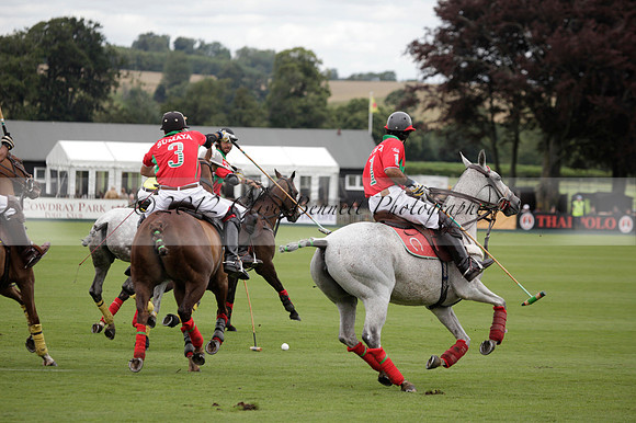 Sumaya v Cortium in a Veuve Clicquot Gold Cup semi-final polo match played on Thursday 12 July 2012 at Cowdray Park Polo Club on Ambersham 1