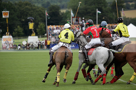 Sumaya v Cortium in a Veuve Clicquot Gold Cup semi-final polo match played on Thursday 12 July 2012 at Cowdray Park Polo Club on Ambersham 1
