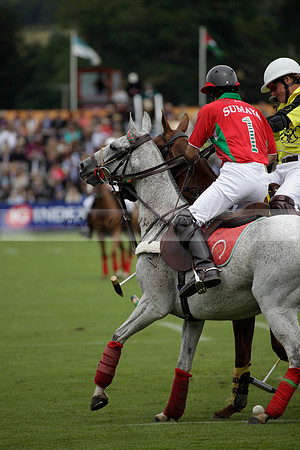 Sumaya v Cortium in a Veuve Clicquot Gold Cup semi-final polo match played on Thursday 12 July 2012 at Cowdray Park Polo Club on Ambersham 1