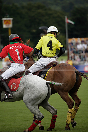 Sumaya v Cortium in a Veuve Clicquot Gold Cup semi-final polo match played on Thursday 12 July 2012 at Cowdray Park Polo Club on Ambersham 1