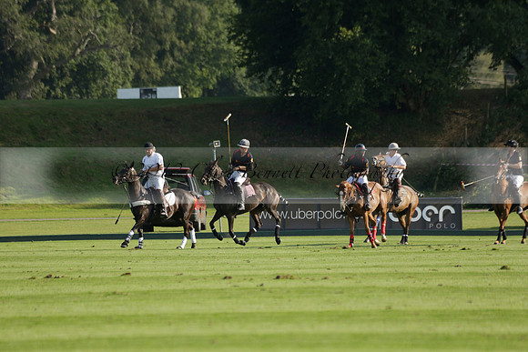 Pluma Negra (white) v Shoreline (black) in the Brecknock Cup Subsidiary final polo match played on Sunday 25 August 2013 at Cowdray Park Polo Club on Ambersham 1. 2013.10.12 www.polopictures.co.uk