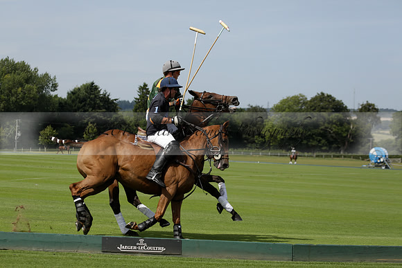 Maiz Dulce (green) v River (blue) in a Uber Polo Midsummer 12 goal polo match on Wednesday 21 August 2013 at Cowdray park Polo Club on Ambersham 2.  www.polopictures.co.uk