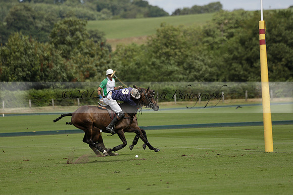 Burningfold (blue) v Wairakei Pastoral (green) in the Ruins Cup Final on Sunday 04 August 2013.
