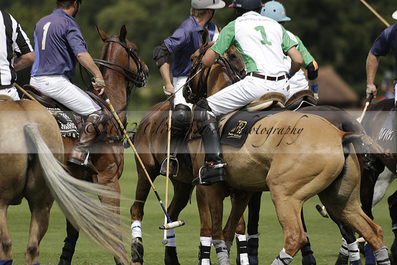 Burningfold (blue) v Wairakei Pastoral (green) in the Ruins Cup Final on Sunday 04 August 2013.