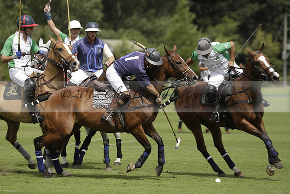 Burningfold (blue) v Wairakei Pastoral (green) in the Ruins Cup Final on Sunday 04 August 2013.