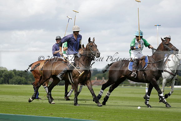 Burningfold (blue) v Wairakei Pastoral (green) in the Ruins Cup Final on Sunday 04 August 2013.
