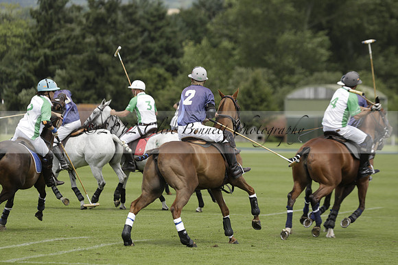 Burningfold (blue) v Wairakei Pastoral (green) in the Ruins Cup Final on Sunday 04 August 2013.