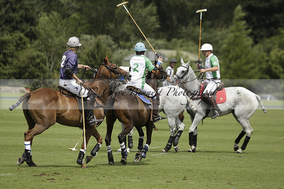 Burningfold (blue) v Wairakei Pastoral (green) in the Ruins Cup Final on Sunday 04 August 2013.