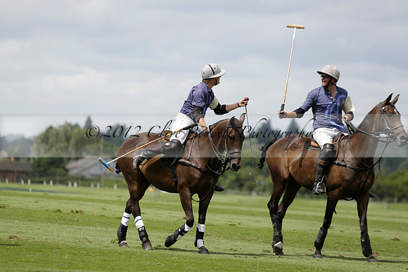 Burningfold (blue) v Wairakei Pastoral (green) in the Ruins Cup Final on Sunday 04 August 2013.