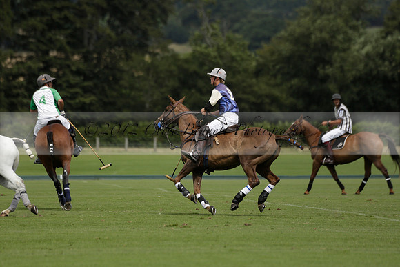 Burningfold (blue) v Wairakei Pastoral (green) in the Ruins Cup Final on Sunday 04 August 2013.