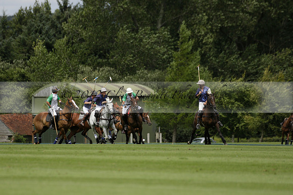 Burningfold (blue) v Wairakei Pastoral (green) in the Ruins Cup Final on Sunday 04 August 2013.