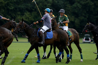 La Tremenda (mauve) v Maiz Dulce (green) in the Brecknock Cup  final polo match. Played at Cowdray Park Polo Club on Sunday 25 August 2013 on Ambersham 1. www.polopictures.co.uk