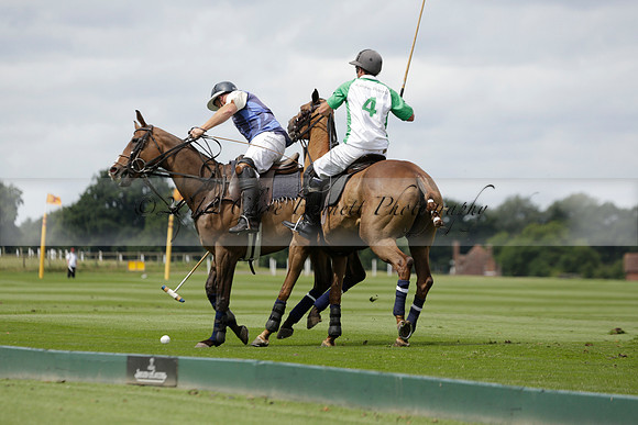 Burningfold (blue) v Wairakei Pastoral (green) in the Ruins Cup Final on Sunday 04 August 2013.