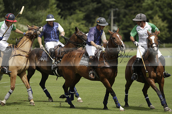 Burningfold (blue) v Wairakei Pastoral (green) in the Ruins Cup Final on Sunday 04 August 2013.