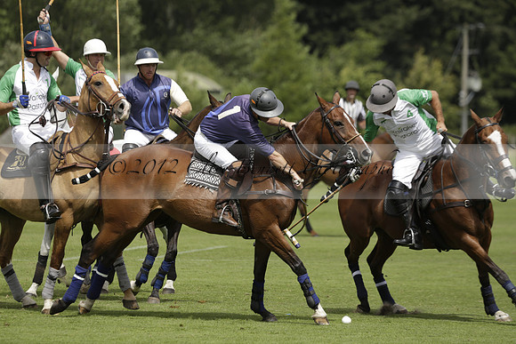 Burningfold (blue) v Wairakei Pastoral (green) in the Ruins Cup Final on Sunday 04 August 2013.