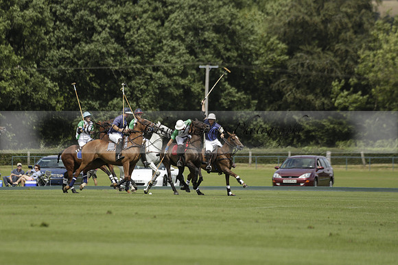 Burningfold (blue) v Wairakei Pastoral (green) in the Ruins Cup Final on Sunday 04 August 2013.