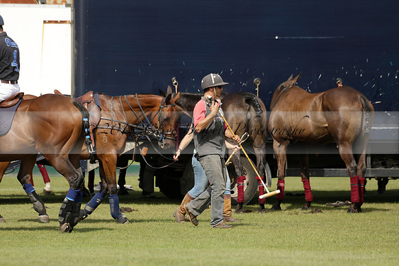 Maiz Dulce (green) v River (blue) in a Uber Polo Midsummer 12 goal polo match on Wednesday 21 August 2013 at Cowdray park Polo Club on Ambersham 2.  www.polopictures.co.uk