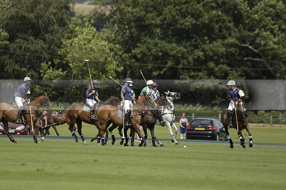 Burningfold (blue) v Wairakei Pastoral (green) in the Ruins Cup Final on Sunday 04 August 2013.