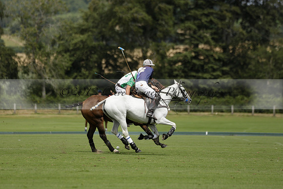 Burningfold (blue) v Wairakei Pastoral (green) in the Ruins Cup Final on Sunday 04 August 2013.
