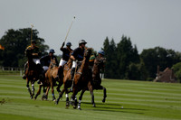Maiz Dulce (green) v River (blue) in a Uber Polo Midsummer 12 goal polo match on Wednesday 21 August 2013 at Cowdray park Polo Club on Ambersham 2.  www.polopictures.co.uk
