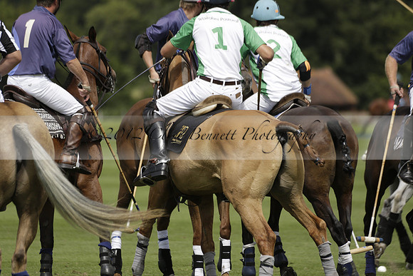 Burningfold (blue) v Wairakei Pastoral (green) in the Ruins Cup Final on Sunday 04 August 2013.