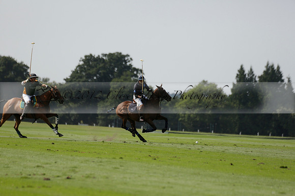 Maiz Dulce (green) v River (blue) in a Uber Polo Midsummer 12 goal polo match on Wednesday 21 August 2013 at Cowdray park Polo Club on Ambersham 2.  www.polopictures.co.uk