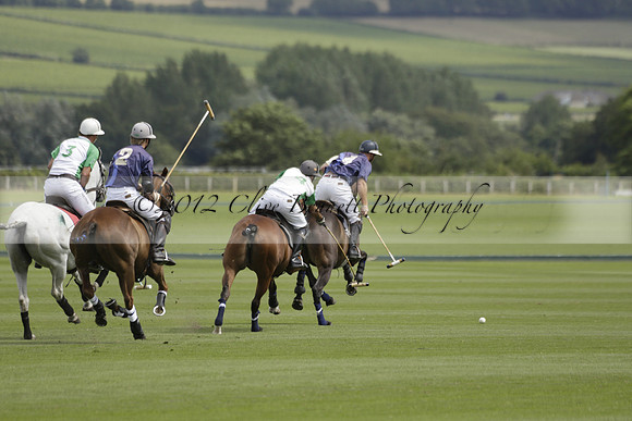 Burningfold (blue) v Wairakei Pastoral (green) in the Ruins Cup Final on Sunday 04 August 2013.