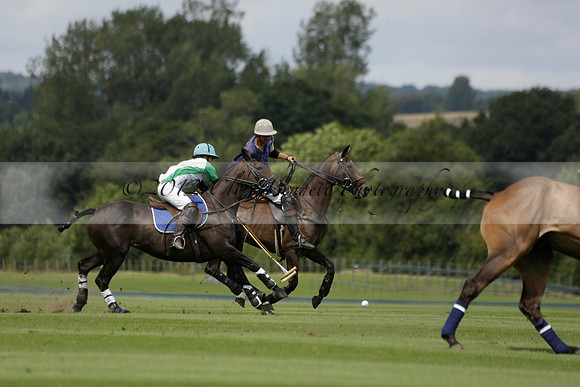 Burningfold (blue) v Wairakei Pastoral (green) in the Ruins Cup Final on Sunday 04 August 2013.