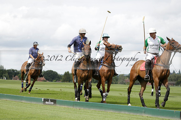 Burningfold (blue) v Wairakei Pastoral (green) in the Ruins Cup Final on Sunday 04 August 2013.