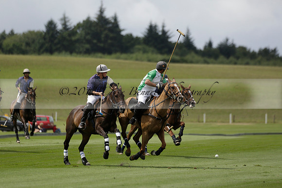Burningfold (blue) v Wairakei Pastoral (green) in the Ruins Cup Final on Sunday 04 August 2013.