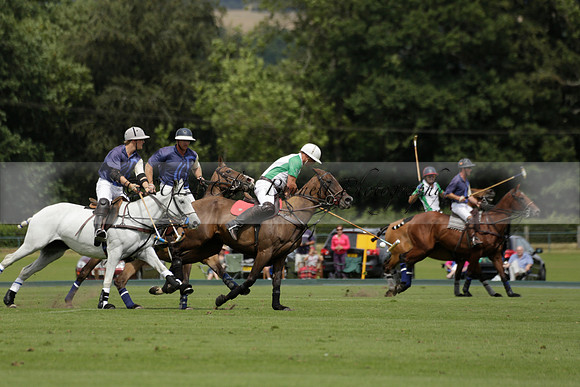 Burningfold (blue) v Wairakei Pastoral (green) in the Ruins Cup Final on Sunday 04 August 2013.