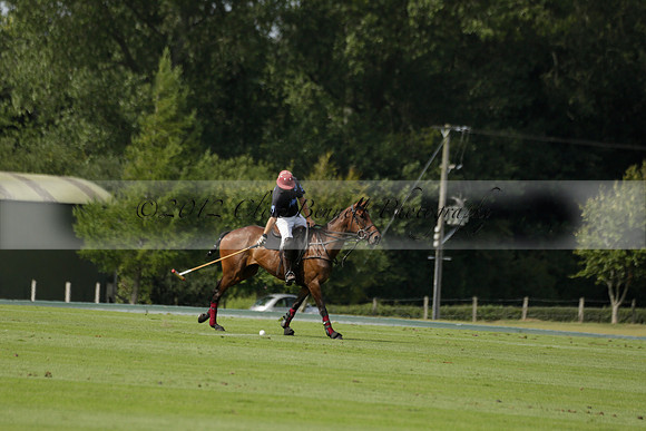 Maiz Dulce (green) v River (blue) in a Uber Polo Midsummer 12 goal polo match on Wednesday 21 August 2013 at Cowdray park Polo Club on Ambersham 2.  www.polopictures.co.uk