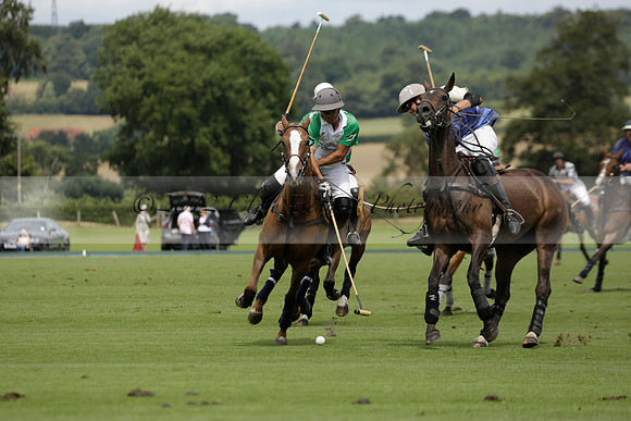 Burningfold (blue) v Wairakei Pastoral (green) in the Ruins Cup Final on Sunday 04 August 2013.