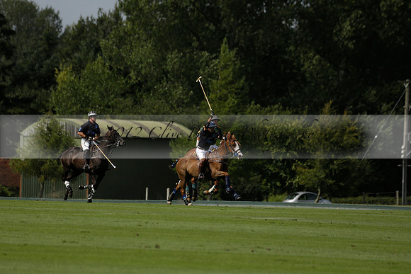 Maiz Dulce (green) v River (blue) in a Uber Polo Midsummer 12 goal polo match on Wednesday 21 August 2013 at Cowdray park Polo Club on Ambersham 2.  www.polopictures.co.uk
