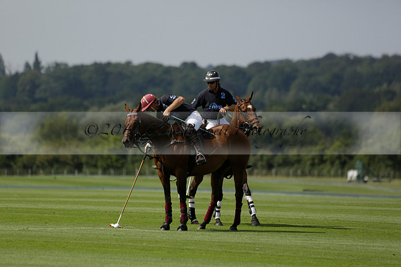 Maiz Dulce (green) v River (blue) in a Uber Polo Midsummer 12 goal polo match on Wednesday 21 August 2013 at Cowdray park Polo Club on Ambersham 2.  www.polopictures.co.uk