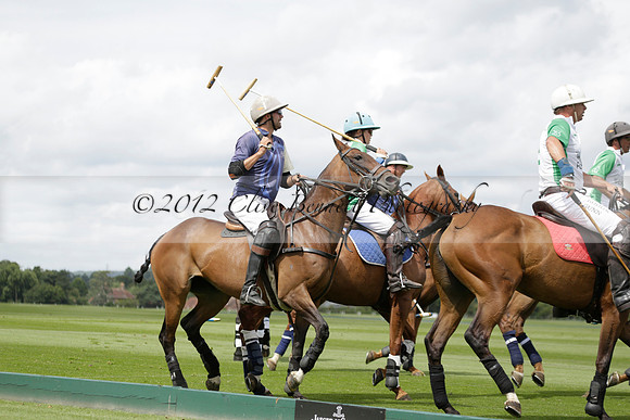 Burningfold (blue) v Wairakei Pastoral (green) in the Ruins Cup Final on Sunday 04 August 2013.