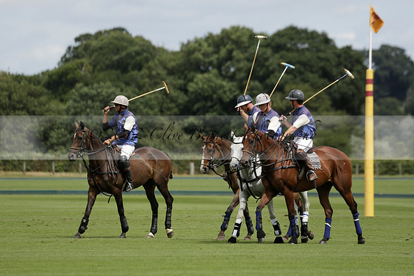 Burningfold (blue) v Wairakei Pastoral (green) in the Ruins Cup Final on Sunday 04 August 2013.
