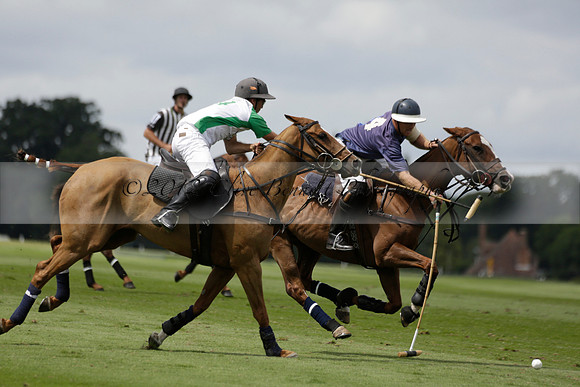 Burningfold (blue) v Wairakei Pastoral (green) in the Ruins Cup Final on Sunday 04 August 2013.