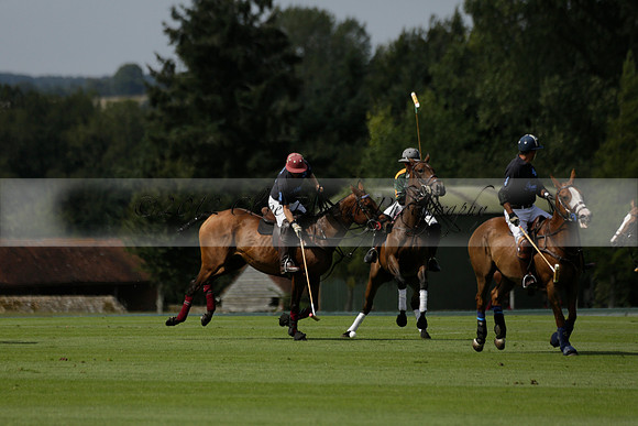 Maiz Dulce (green) v River (blue) in a Uber Polo Midsummer 12 goal polo match on Wednesday 21 August 2013 at Cowdray park Polo Club on Ambersham 2.  www.polopictures.co.uk