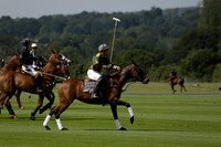 Maiz Dulce (green) v River (blue) in a Uber Polo Midsummer 12 goal polo match on Wednesday 21 August 2013 at Cowdray park Polo Club on Ambersham 2.  www.polopictures.co.uk