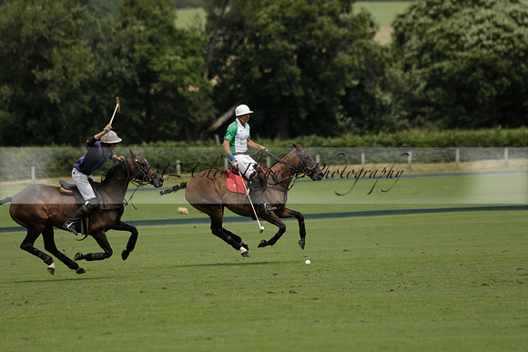 Burningfold (blue) v Wairakei Pastoral (green) in the Ruins Cup Final on Sunday 04 August 2013.